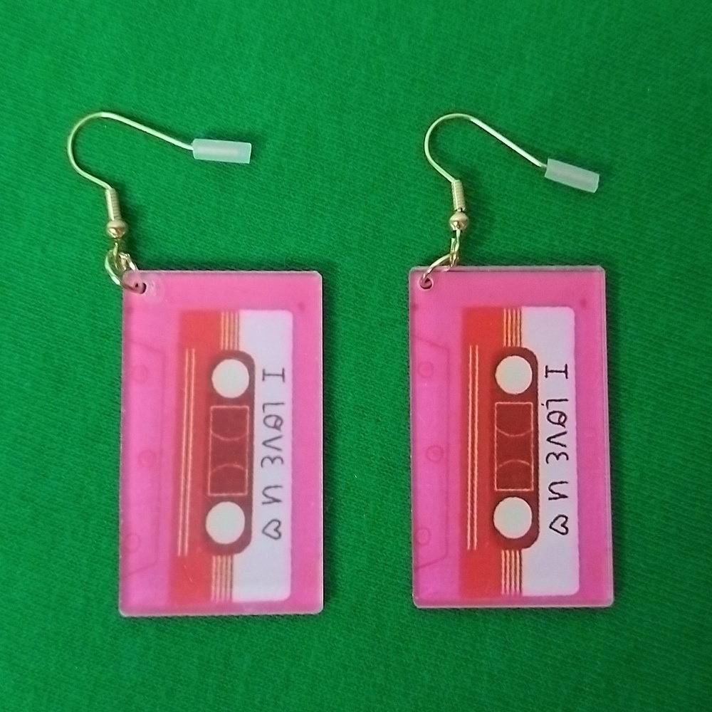 Pierced Cassette Tape Earrings